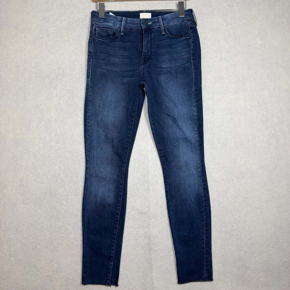 Mother Jeans Womens 27 The Looker Ankle Fray Skinny Denim Dark Wash